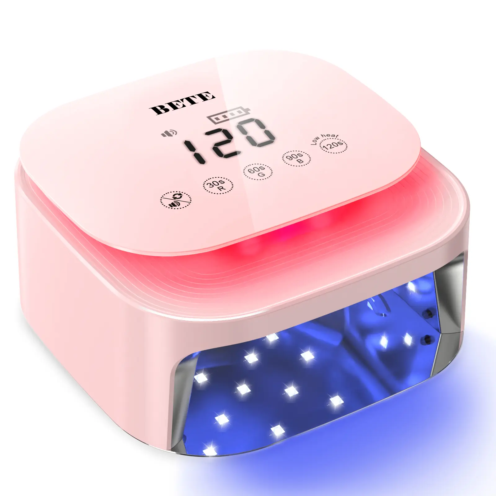 BETE Cordless UV Nail Lamp 60W – Fast Curing LED Dryer, Smart Sensor, 4 Timers, 30 Beads, Removable Magnetic Base + Mirrored Ambience Light for Gel Polish, Nail Art Tools, Manicure Salon Accessories