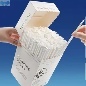 300pcs Reusable Plastic Drinking Beverage Straws with Paper Packaging - Home Bar Accessories - Perfect for Parties and Ice Shakes