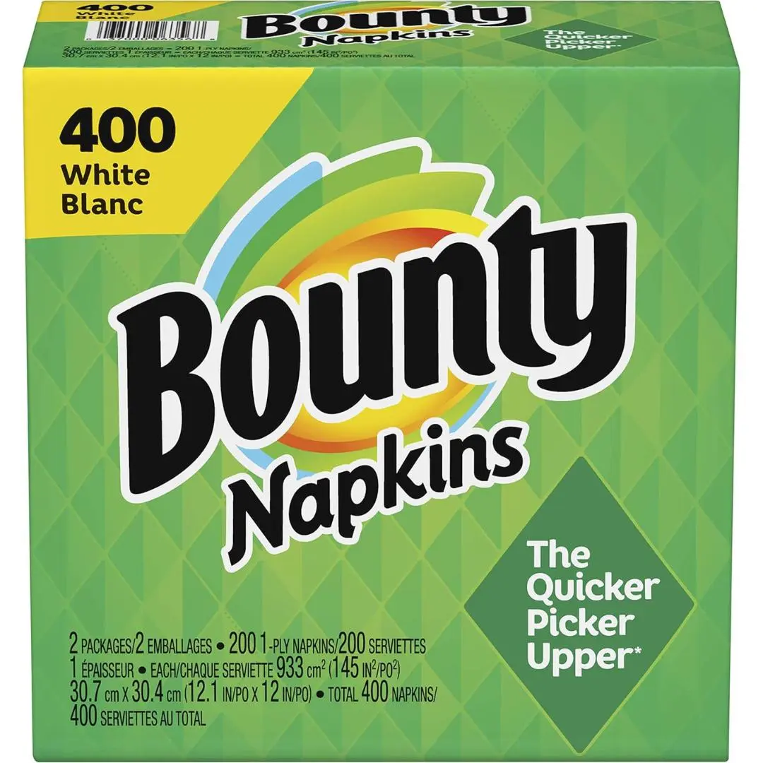 Bounty Paper Napkins, White, 1 Pack, 400 Sheets per Pack