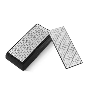 Double-sided Diamond Sharpening Stone - 400/1000 Grit Honeycomb Surface | Knife Sharpener with Non-Slip Base | For Kitchen Knives, Scissors & Outdoor Tools