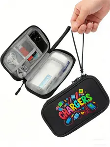 Portable electronic accessory storage bag with zipper closure design, portable, suitable for hard drives and headphones, perfect for travel, office, and outdoor use. It is an ideal gift for tech professionals and travelers
