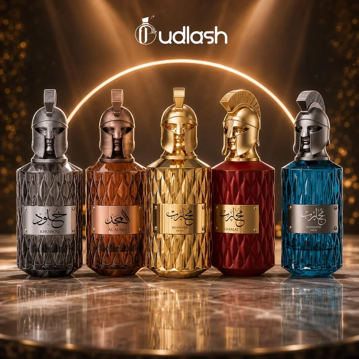Oudlash Bundle | Le Falcone Muharib Alpha + Muharib + Muharib Hero + Khulood + Al Majd | Unisex Fragrances | 85 ML | Eau De Parfum | Green Apple, Aquatic Notes, Bergamot