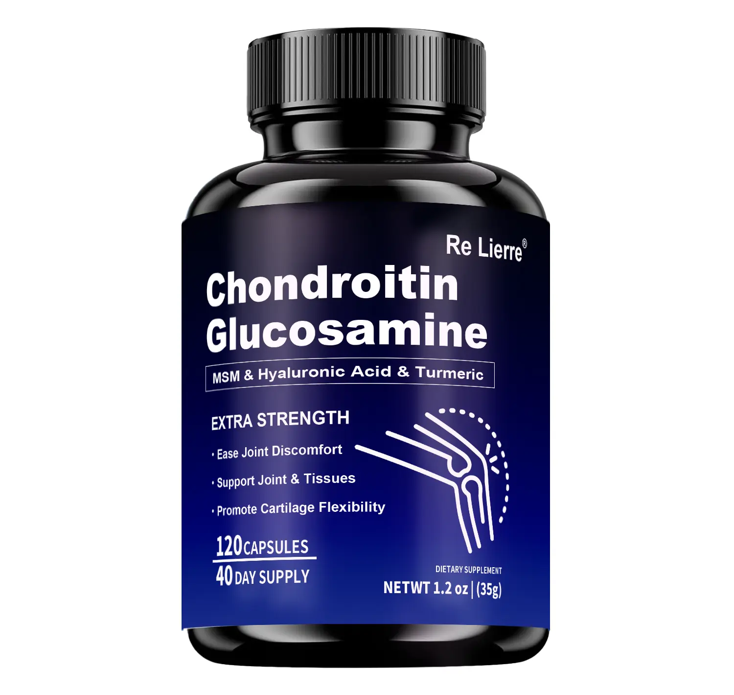 Glucosamine Chondroitin MSM Complex - Joint Support with Turmeric Boswellia & Hyaluronic Acid | Shellfish-Free Collagen + Calcium for Cartilage & Bone Health, 60 Capsules