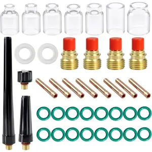 40pcs TIG Gas Lens Collet Body & #4 ~ #12 Glass Cup Kit DB SR WP 9 20 25 TIG Welding Torch