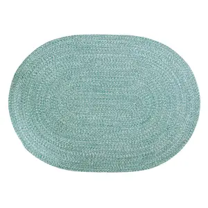 Green & White Braided Farmhouse Hand Spun Cotton Rug