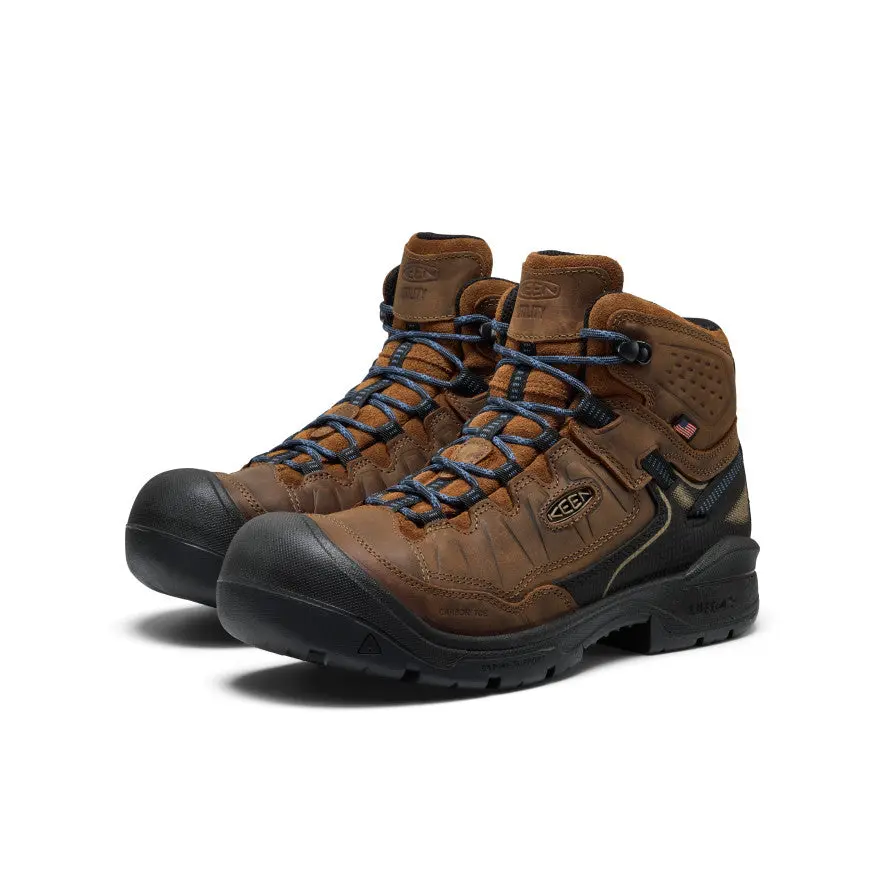 Men's Leather Lace-up Work Boot with Lightweight Carbon Toe, Waterproof, EH Rated, Slip-Resistant Rubber Outsole and Breathable Mesh, Laces, Composite Toe, 100% Non-Metallic Construction, Closed Toe