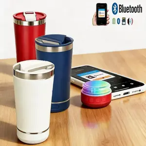 Bluetooth Tumbler Cup & Tumbler cup with bluetooth speaker -16oz Stainless Steel Insulated Mug, Built-in RechargeableWireless Speaker, Multi-Color LED Lights,Mother's Day gift,Perfect Gift Idea