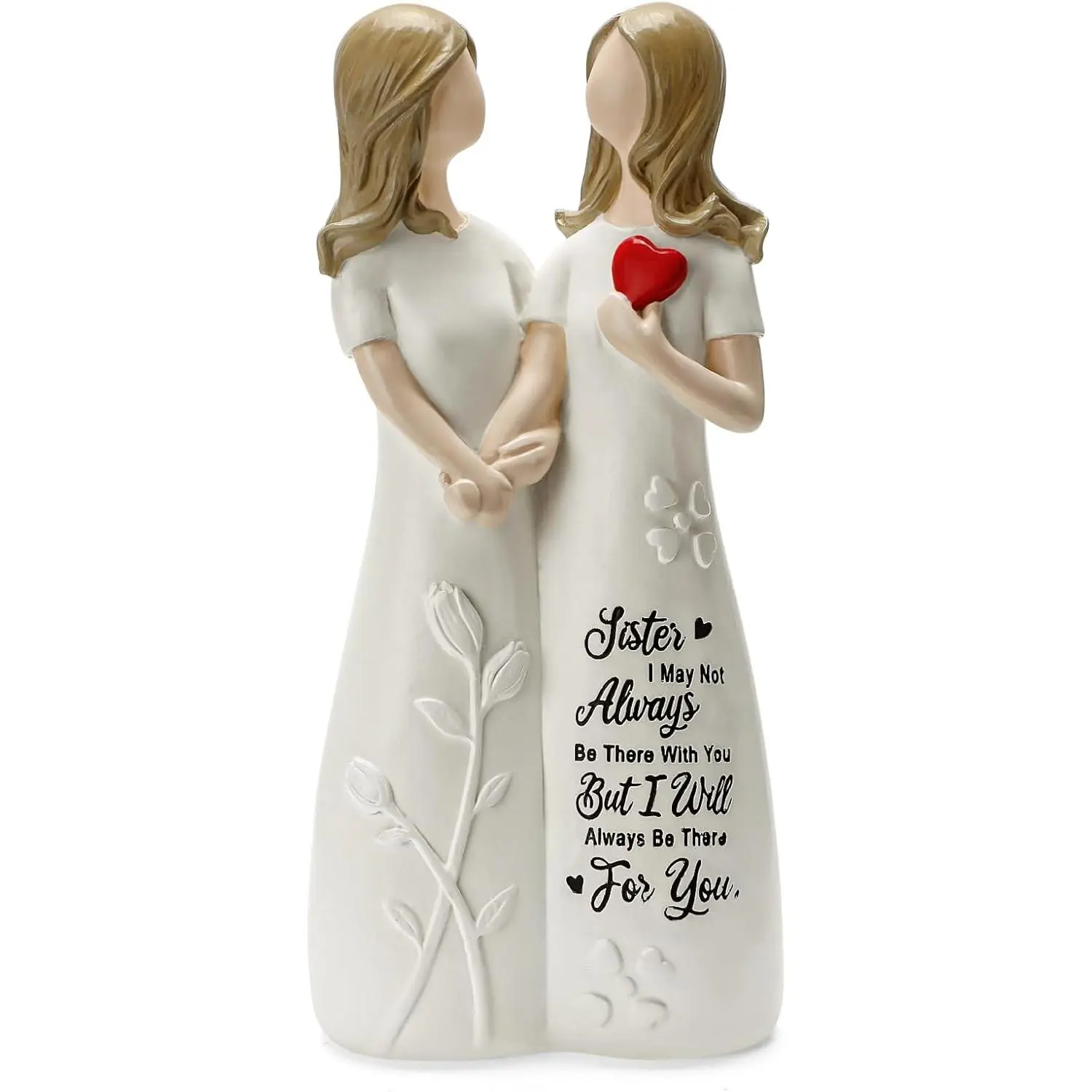 White Resin Sister Figurine - Home Decor Statue, Friend Souvenir for Table & Room Decor, Christmas & Birthday Gift for Bestie