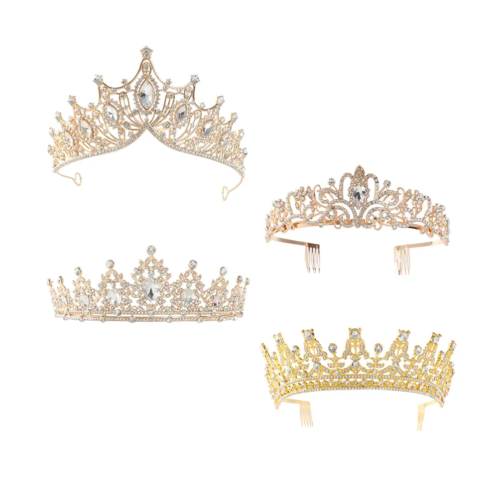 4 pcs women's elegant rhinestone crown set, suitable for parties, coming of age ceremonies, bridal weddings, engagement photo styling, and banquet and ball dressing up