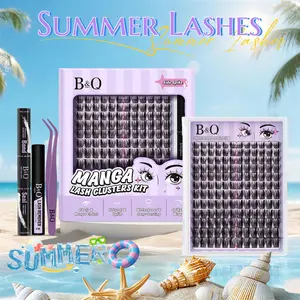 Side Spike Kit l B&Q Manga Series Individual Spider Lash Clusters,CC-Curl,Bond & Seal(8-18MIX) for DIY Eyelashes Extension Kit Outdoorfun Makeup Cosmetic Spiky Cartoon Anime Wet Vibe Lash #SummerVibes