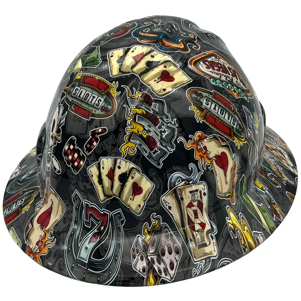 Hydrographic Full Brim Style Hard Hats with Ratchet Suspension - Las Vegas Theme  Part # hdhh-769-FB