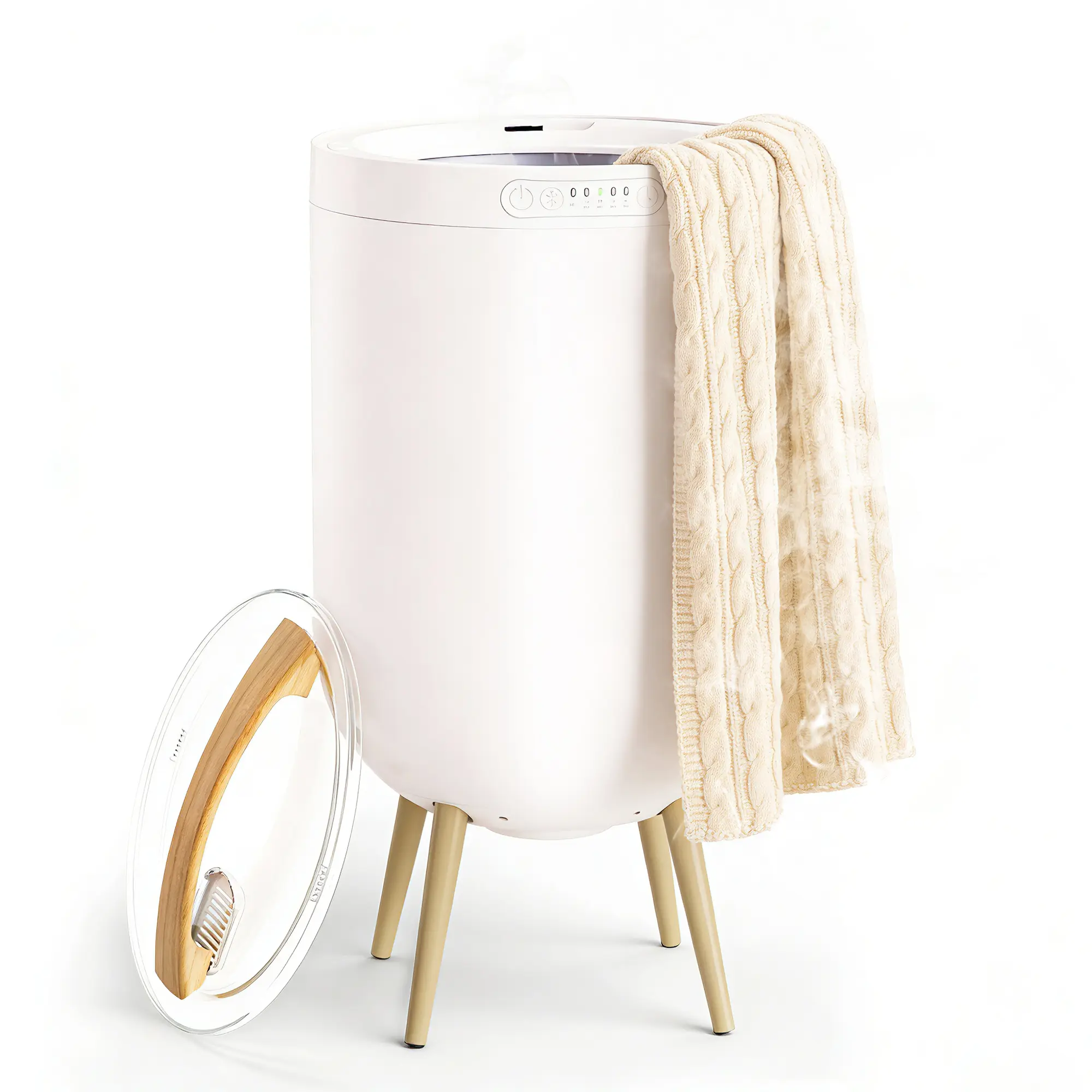 Starlead Minimalist Modern Neutral Electric Towel Warmer Bucket - Smooth Round, Raised Legs, Rapid Heating, Smart Timer, Spa-Level Warmth, Lifts Off Wet Floor, Shower Bath Household Clothes Dryer Appliance