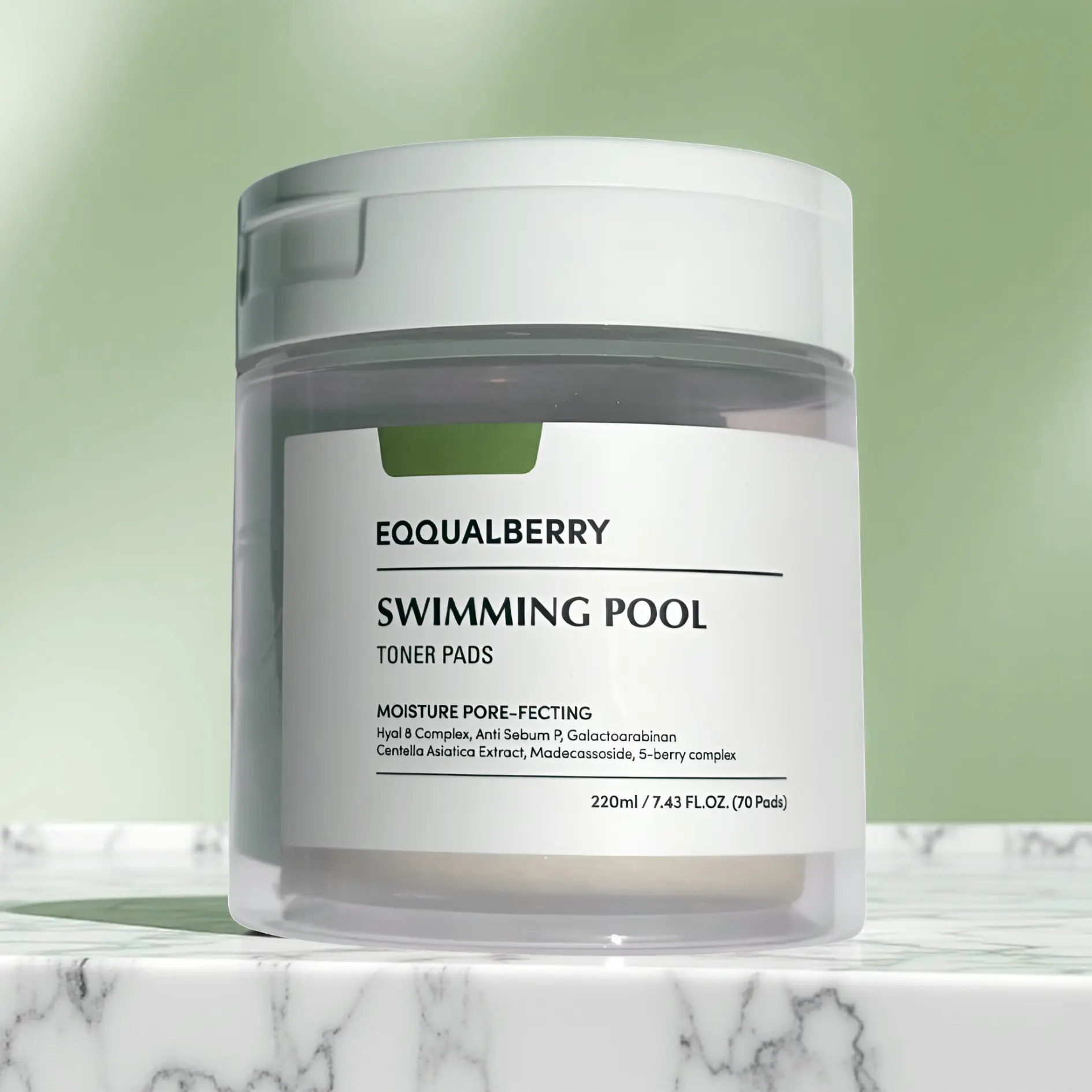 EqqualBerry Swimming Pool Toner Pads 220ml 70 Pads Gentle Exfoliant with Hyaluronic Acid for Sensitive Skin Care Smooth Calming Travel Friendly Pore Care Moisture