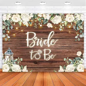 Bride to Be Bridal Shower Backdrop Rustic White  Brown Wooden Wall Engagement Party Background Miss to Mrs Wedding Photoshoot Decorations Photo Booth Vinyl Banner 7x5ft