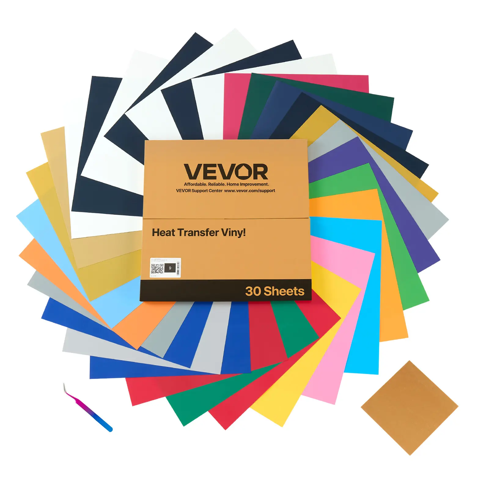 【Summerfinds】VEVOR Heat Transfer Vinyl Bundle, 30 Pack 12x12in Assorted Colors HTV, Easy to Cut & Weed, with Accessories, Iron-On Bonding, Compatible with Cutting Machines, DIY Craft Supplies for T-Shirts, Hats, Tote Bags, Crafts