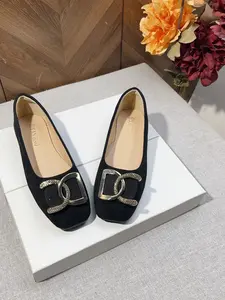 Square Toe Ballet Flats, Textile Upper, Rubber Sole, Casual Style, All Seasons, Comfortable & Versatile, Perfect for Daily Wear