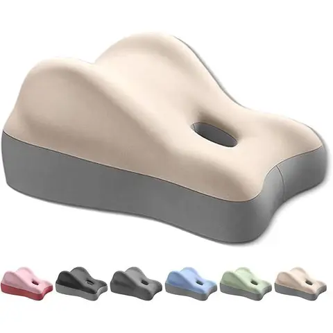 Unisex Memory Foam Dual-Purpose Support System - Enhanced Seat Cushion, Ergonomic Backrest, Adjustable Invisible Wedge Pillow (48x41x23cm/18.9x16.1x9.1in) with Washable Khaki Cover for Office Chairs
