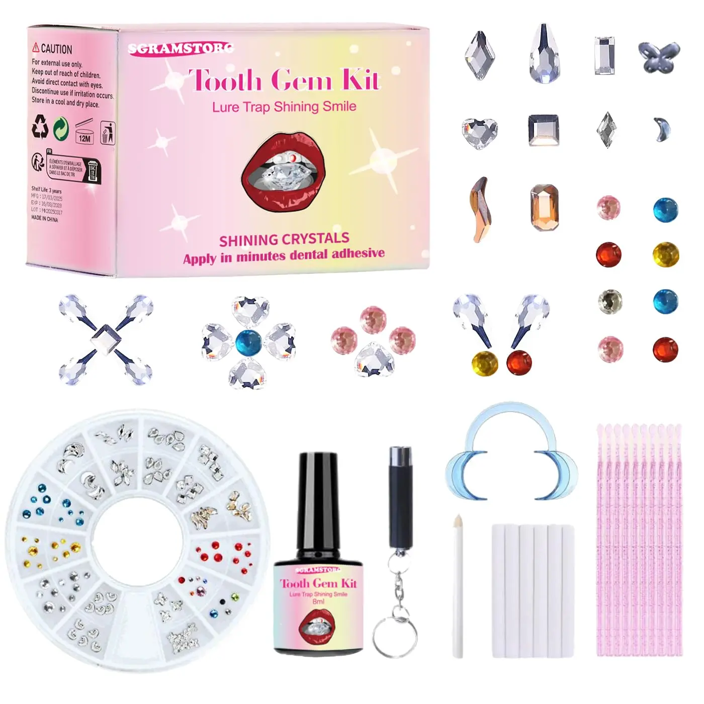 Professional Tooth Gem Kit with UV Light, 130+ PCS DIY Teeth Gems for Women & Men - Safe, Removable Dental Grade Tooth Gem Glue - Y2K Sparkle Jewelry Gems Kit for Parties, Tooth Gems Kit for Teeth