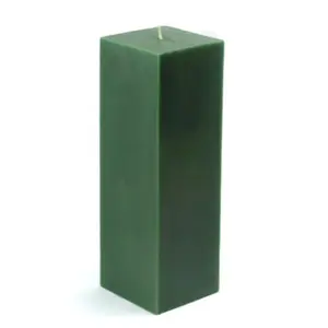 212 MAIN 3-Pack Wax Pillar Candles - 9 in. Square, Hunter Green, Unscented, Smokeless, 70-Hour Burn Time, for Home Decor