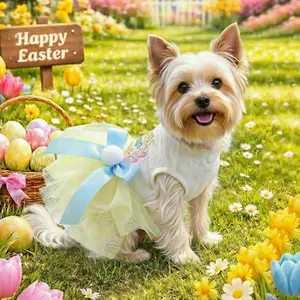 Easter Bunny Lace Dress for Pets, Cute One-Piece Costume for Dogs & Cats, Teddy Bichon Pomeranian Shih Tzu Yorkie Small Dog Clothes
