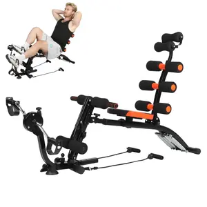 Integrated abdominal training bench, foldable home fitness equipment, equipped with a backrest, wheels and a metal frame, used for core training (black) seat board