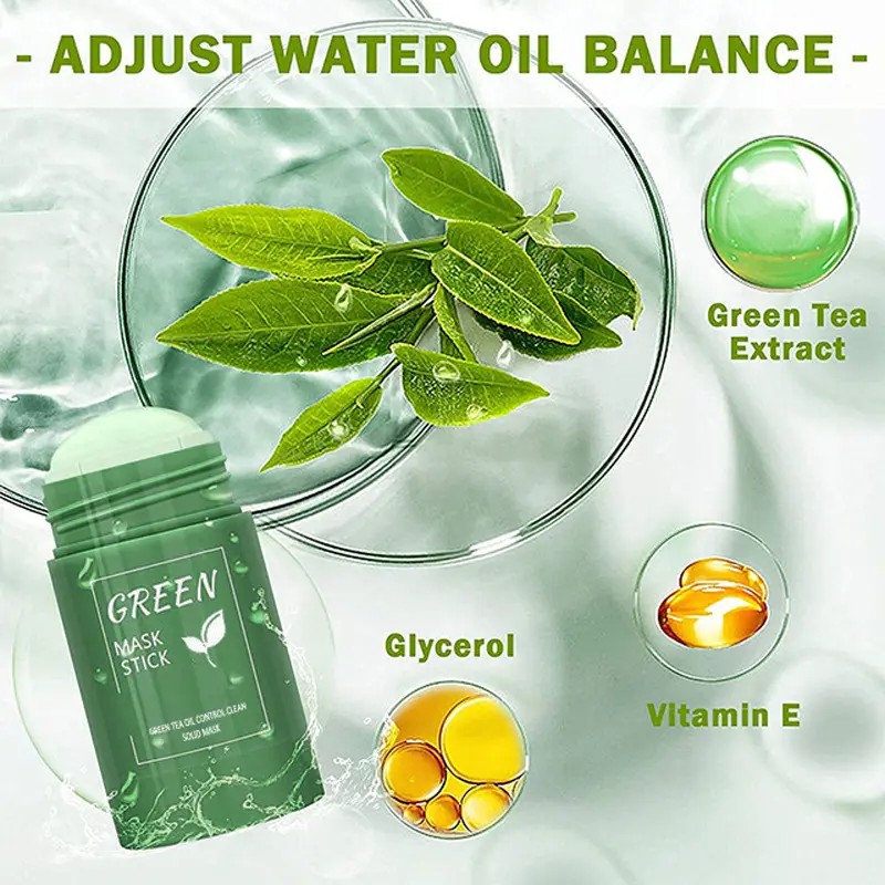Clay mask stick, green tea clay mask stick, cleansing, application of facial mask