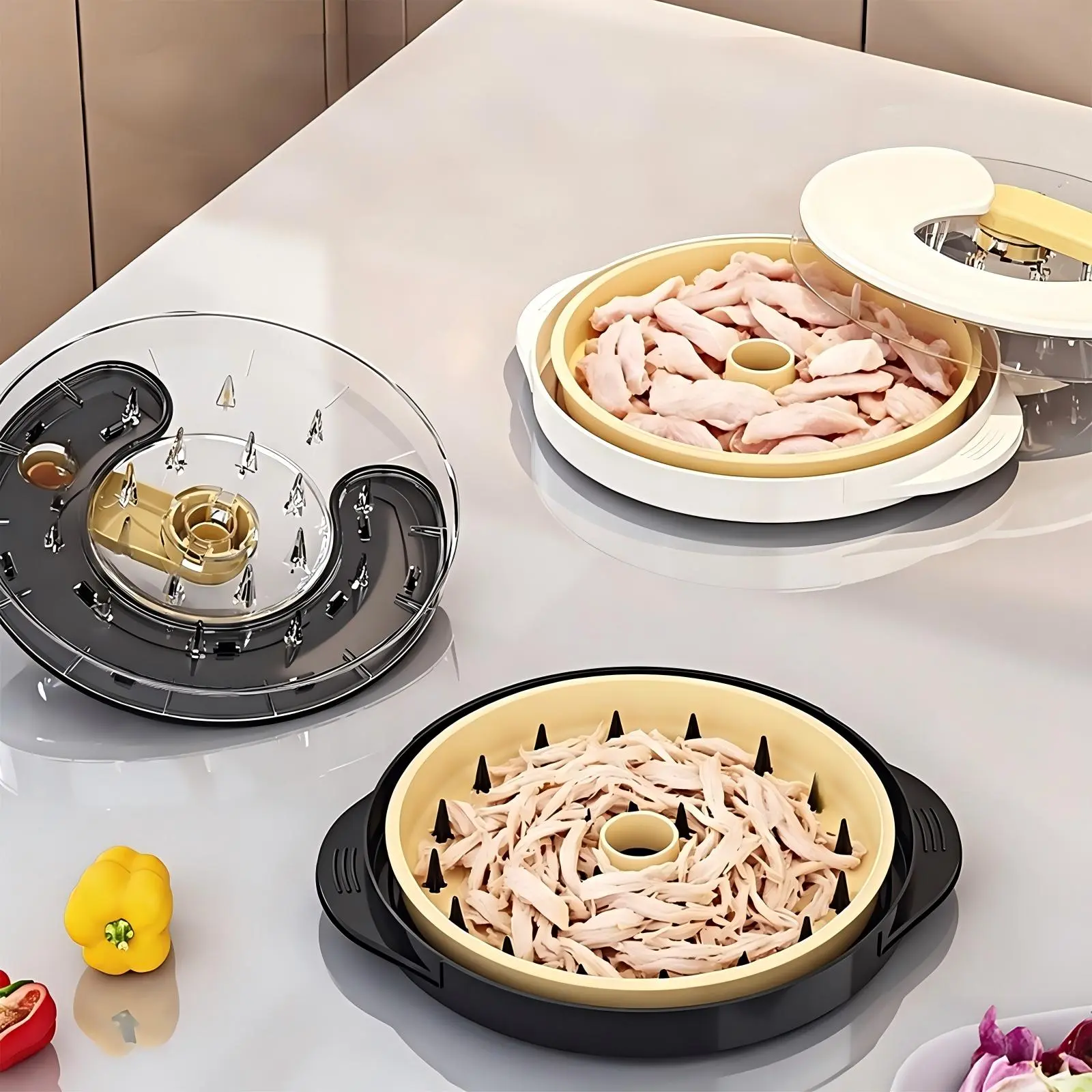 Ergonomic Single-Handle Twist Meat Shredder Tool with Transparent Clear Lid, Anti-Slip Base BPA-Free Food Shredder, Large Capacity, No Mess, Dishwasher Safe Kitchen Gadget for Shredding Chicken, Pork, Beef & Vegetables, Ideal for Meal Prep & BBQ