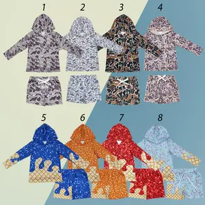 Kids Boys Sport Outfit Baseball Team Ice Cream Drip Long Sleeve Hoodie Top With Shorts Clothes Set For Casual (order one bigger size )