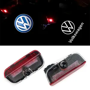 2Pcs Car Logo LED Door Welcome Light Laser Projector Lamp Ghost Shadow Light For Volkswagen New VW Golf R Rline Scirocco Beetle Passat Polo Touareg Jetta