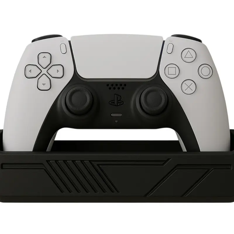 Universal Video Game Controller Pocket Mount - Plastic No-Drill Adhesive Desk/Dresser Accessory for Video Games, Black/Iced White Futuristic Geometry Design, Switch 2 Pro Fit, Holds All Modern Gamepads, Keeps Controller Ready