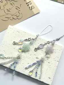 Jellyfish Phone chain Strap Phone Charm Fish Star Beaded Keychain Cute Bag Pendant Ocean Blue Keychain Cosplay Accesseries Gifts