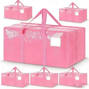 A set of 6 large-capacity, heavy-duty plastic folding waterproof and moisture-resistant storage bags with hinged lids—sturdy and durable, perfect for home use, camping, travel, attic storage, dorm rooms, and moving