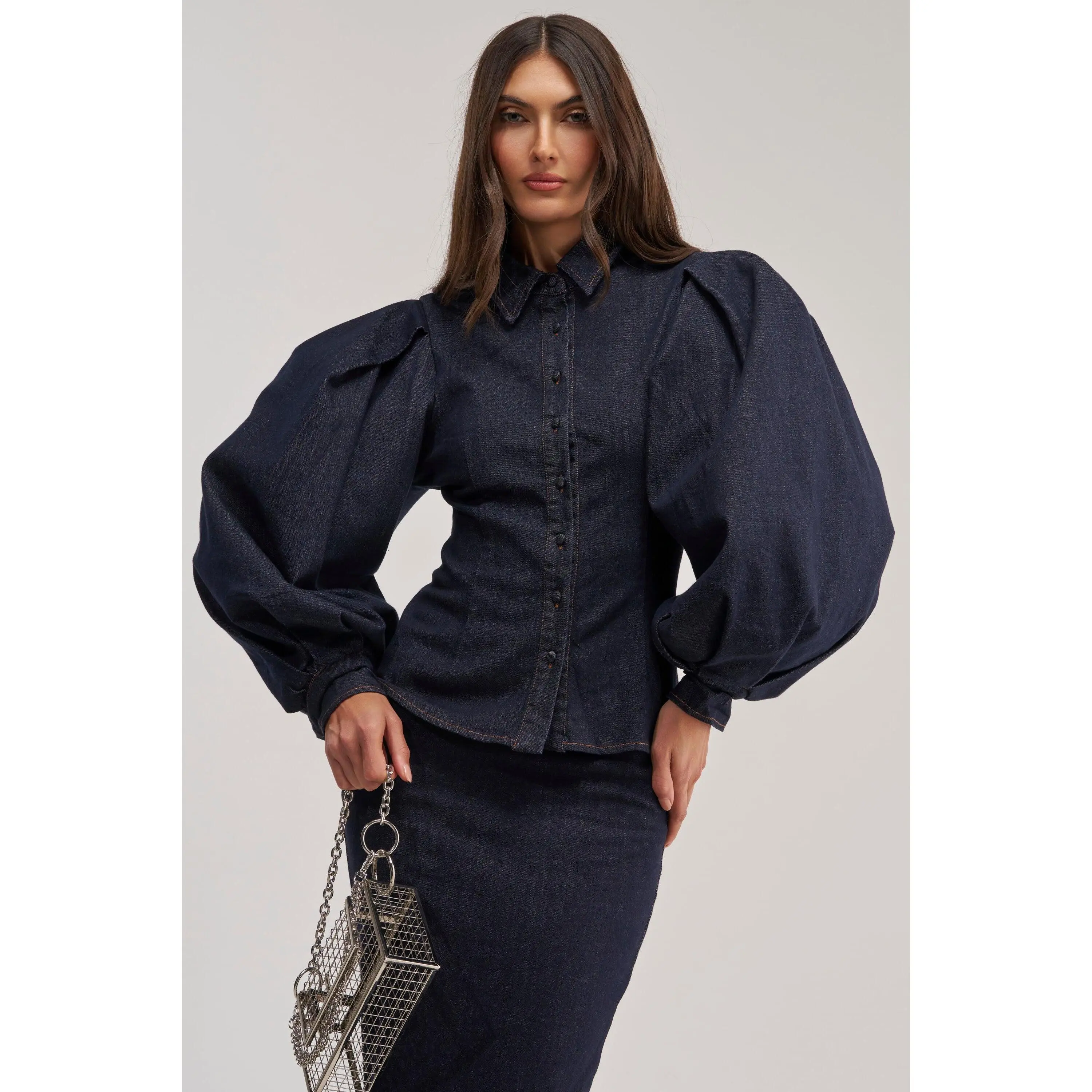 LET'S CHANGE IT UP DENIM BLOUSE