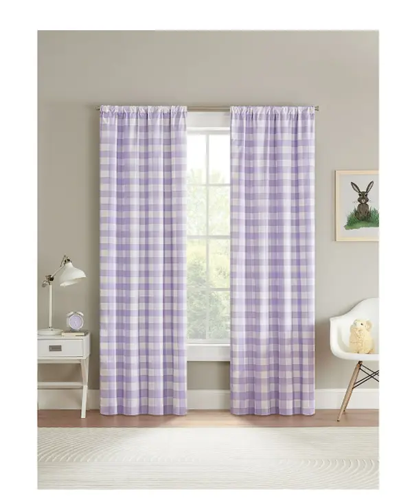 Gingham Plaid Blackout Curtain Panel Pair, Set of 2, Lilac, 37" W x 84" L