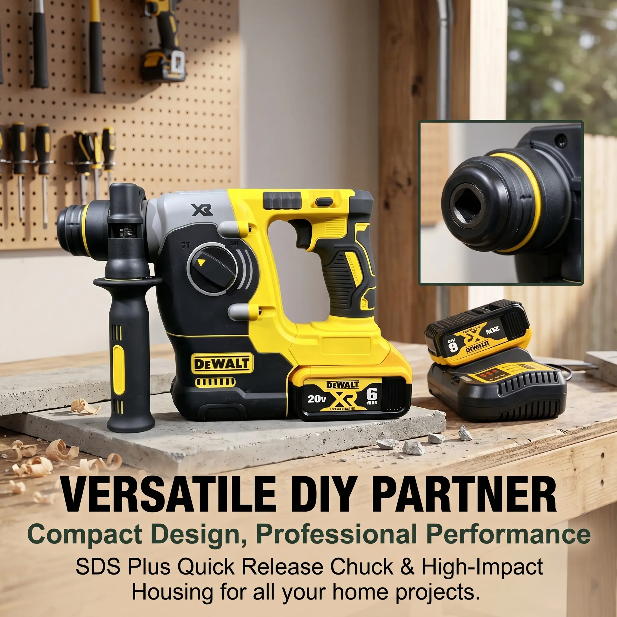 Dewalt Lightweight Cordless Hammer Drill Bare Weight 2.5Kg Max 24Mm Concrete Drilling 0-1100Rpm No Load 4600Bpm Impact Frequency Sealed Dustproof Gearbox Maintenance Free Brushless Motor Linear Variable Trigger For Ceiling Drilling Pipeline Fixing Small