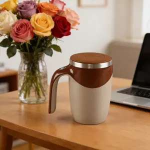 Automatic Magnetic Self Stirring Coffee Mug Rechargeable Stainless Steel Insulated Mixing Cup with Lid for Coffee Milk Tea Hot Chocolate and Protein Powder Christmas Gift Drink Drinkware Beverage Washable Tumbler