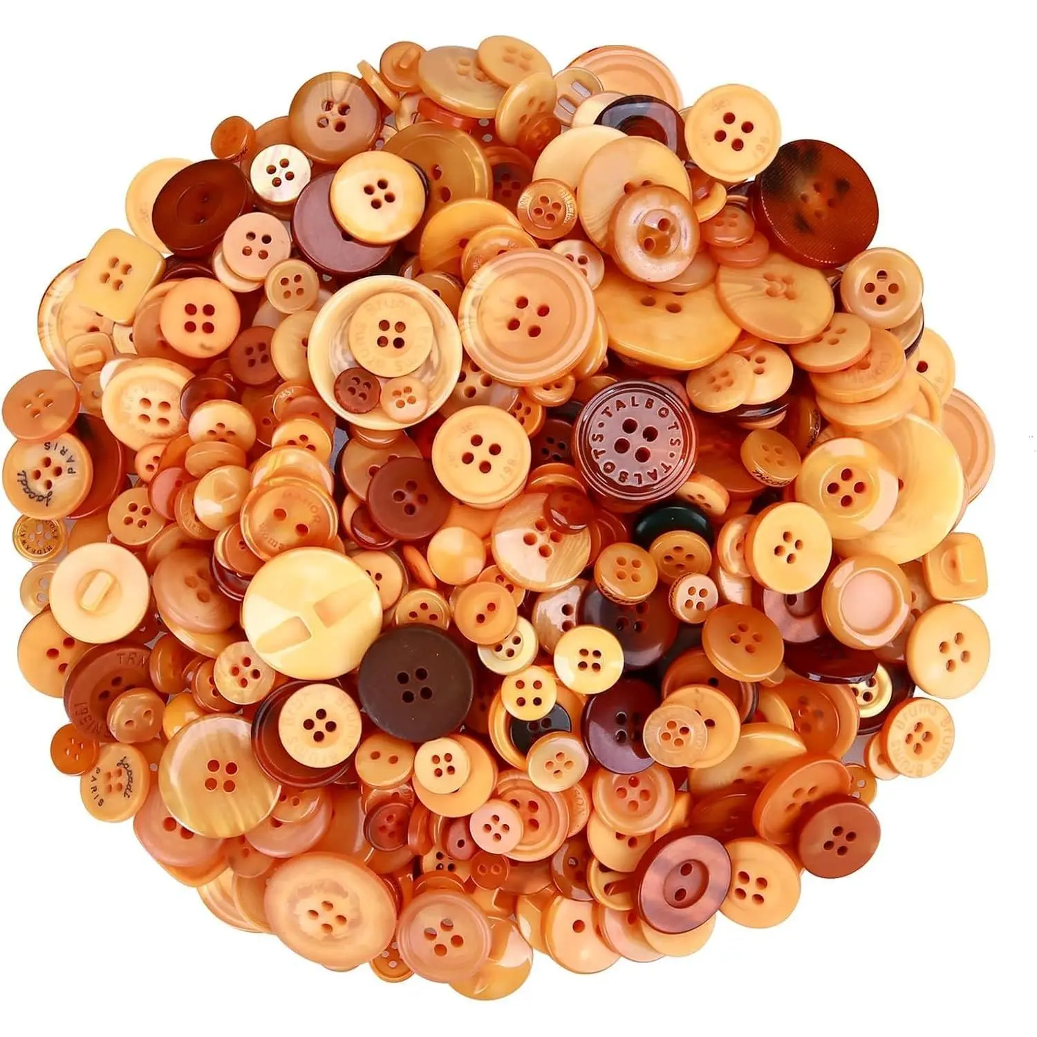 250-300 Pcs Buttons for Crafts Assorted Size for Autumn Sewing DIY Crafts Thanksgiving Decoration-Orange