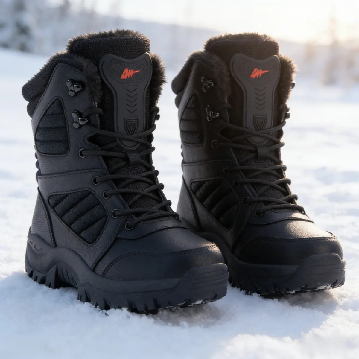 Unisex Winter Snow Boots, Waterproof Windproof Outdoor Boots with Thick Plush Lining, Non-Slip Sole Warm Winter Footwear for Daily Wear Hiking Outdoor Activities，military tactical work boot，  high-top ankle boot, comfortable shock absorption