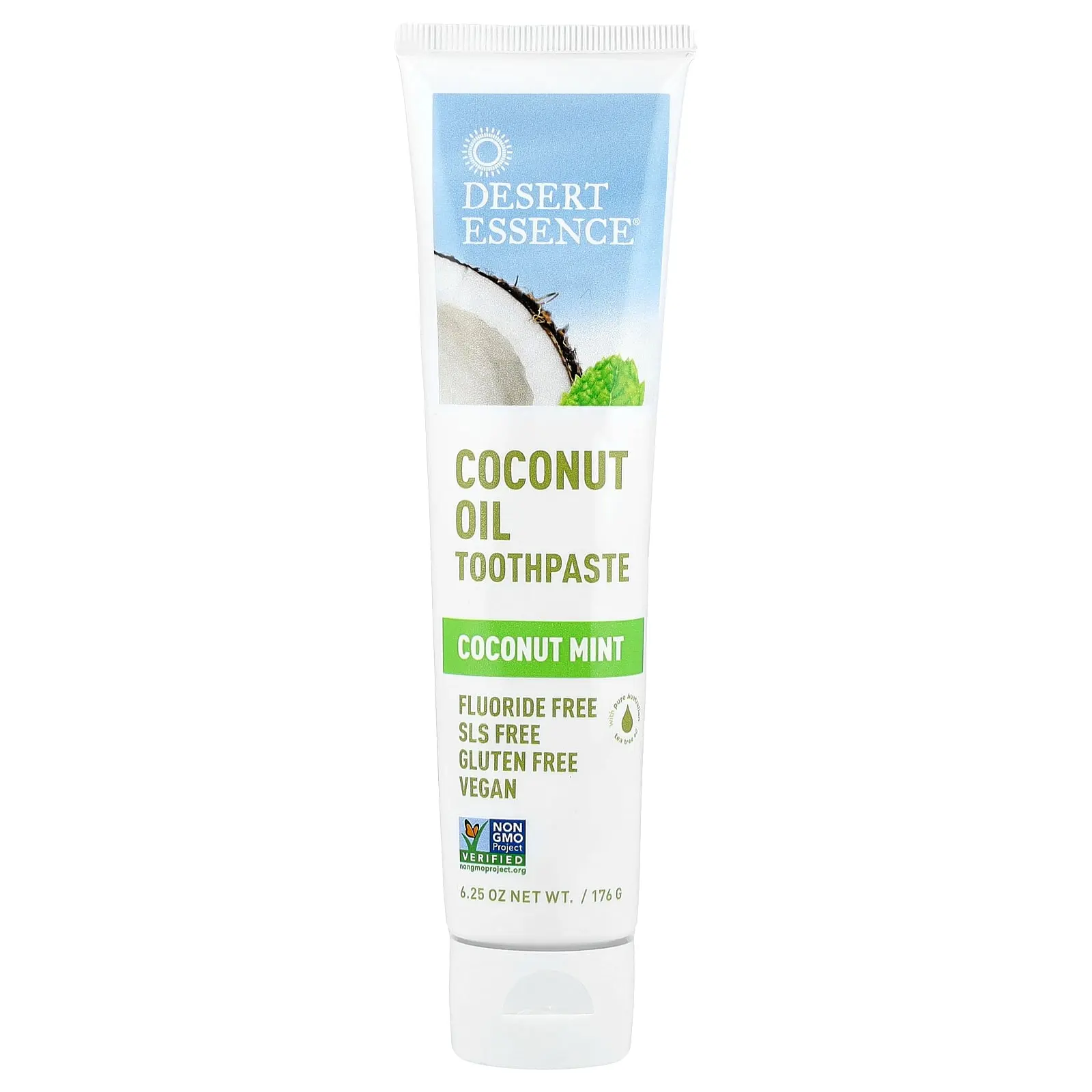 Desert Essence Coconut Oil Toothpaste, Coconut Mint, 6.25 oz (176 g)