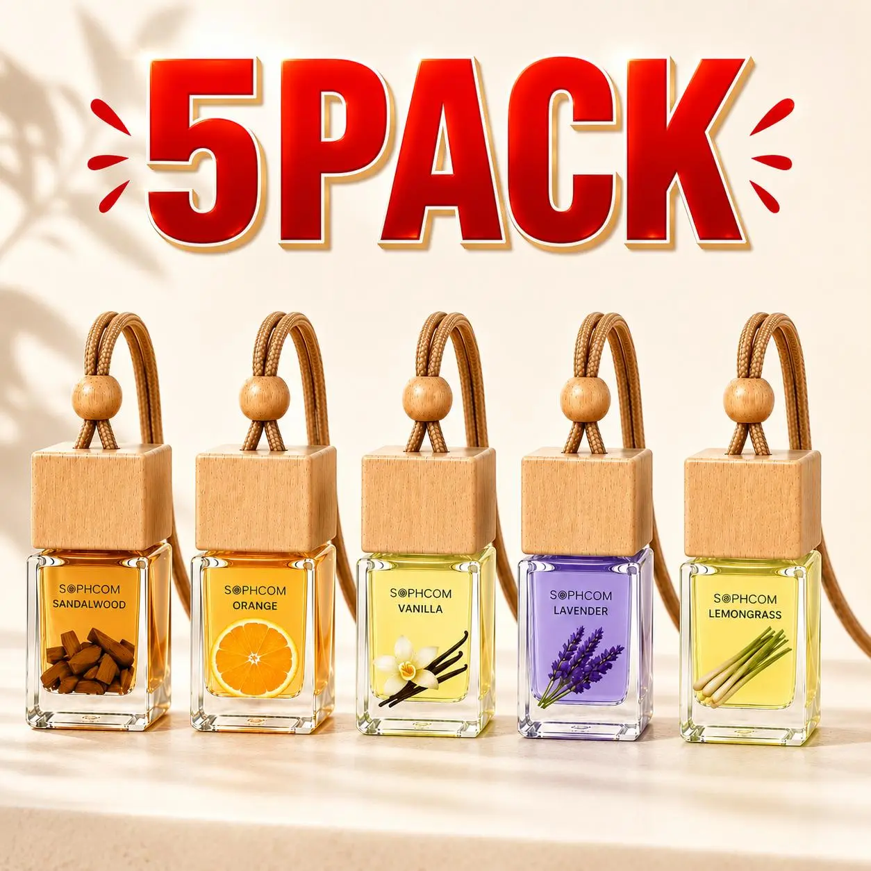 5-Pack Car Air Freshener Gift Set, 5 Signature Scents, 60+ Day Long Lasting Diffuser, Natural Extract, Alcohol-Free, Safe for Moms, Babies & Sensitive Noses,1/2/5 Pack for Sale