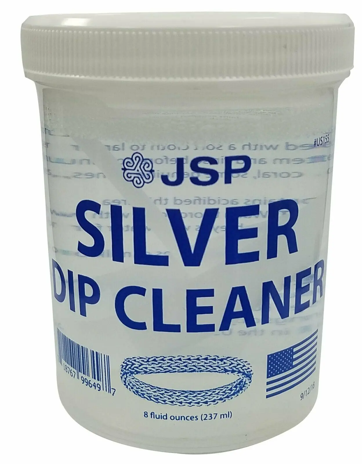 JSP 925 Sterling Silver Jewelry Cleaning Dip Cleaner - 8oz Gentle Shine Enhancing Solution with Household Microfiber Cloth for DIY Beading & Jewelry Making