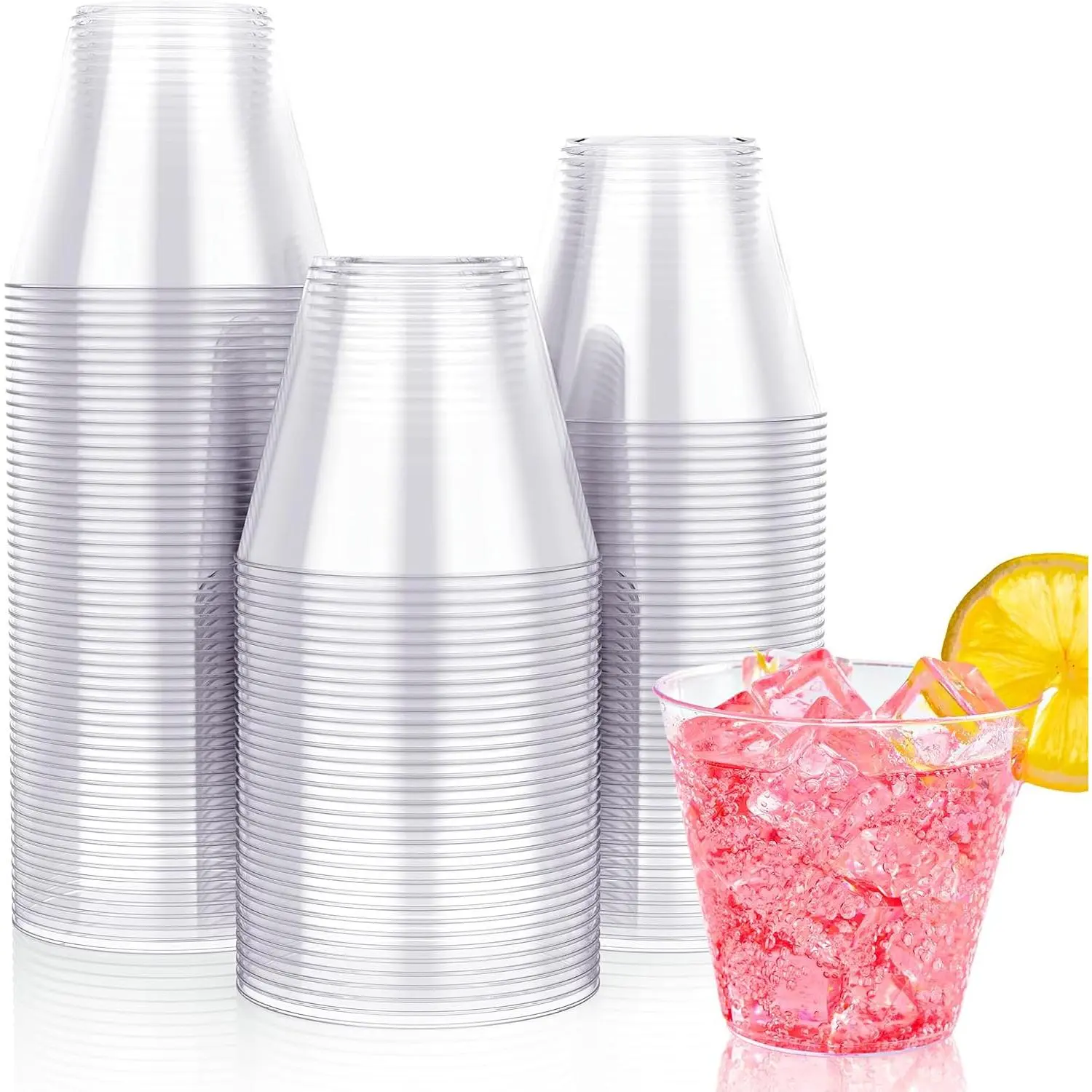 10 OZ Clear Disposable Plastic Cups 100 Pack Heavy Duty Tumblers for Wedding Thanksgiving Halloween Christmas Party