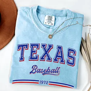 Vintage Texas B-ball Shirt, Baseball Texas Shirt, Comfort Colors, Baseball Fan Gift, Retro Texas Baseball Tshirt, Texas Fan Gift