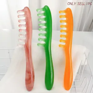 1pc Wide Tooth Comb Head Massager, Relaxation Aid, Resin Material, Round Teeth Design, Gentle, Comfortable Scalp Massage, 4 Colors Available, Single Item Pack