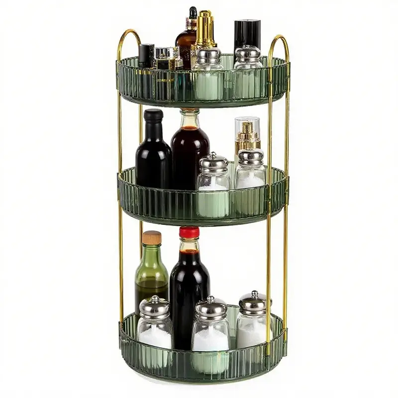 Christmas Deal | Plastic 2/3-Tier 360° Rotating Round Multi-Layered Space Saver Storage Organizer - Durable Bathroom Beauty Home Supply, Glam Countertop Tray for Vanity/Kitchen Pantry, Ideal for Makeup, Jewelry, Gifting Option, Perfumes