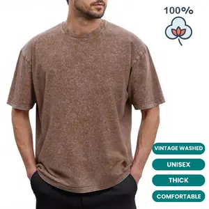 Alimen Mens Vintage Acid Washed T-Shirts Heavyweight Thick 100% Cotton Unisex Short Sleeve Baggy Streetwear Tee, Shape-Retaining Premium Look Non-Deformable Tshirts for Spring & Summer - No More Sagging & Deformation! Memorial Day fathersdaygift