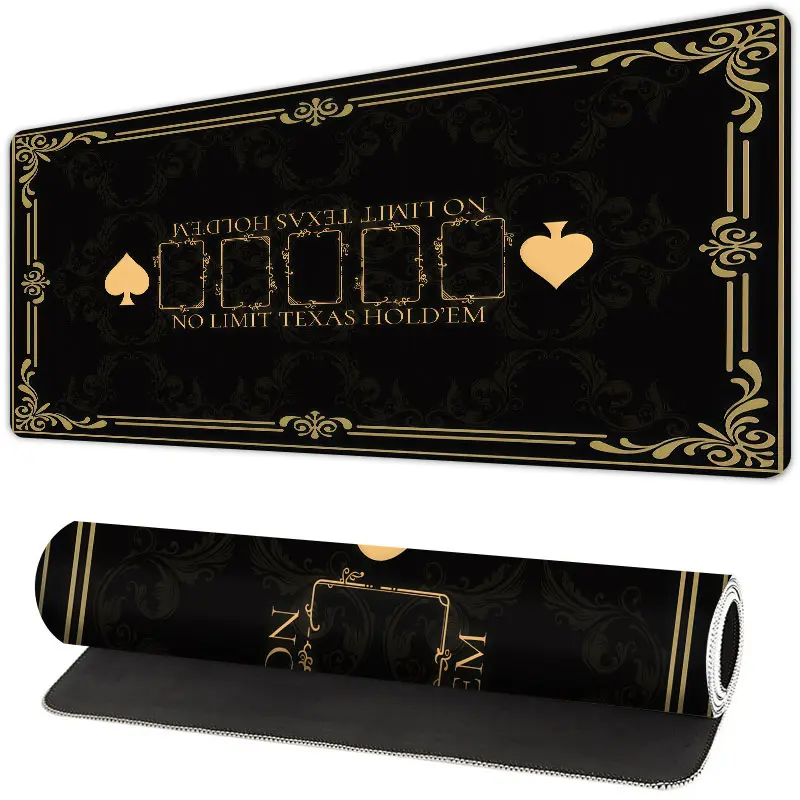 1pc, Texas Hold'em poker table mat, Smooth Rubber Surface Game Play Mat, Tabletop Games - Features a high-quality non-slip surface, black heart design, machine-washable and durable, ideal for home games and office use.