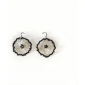 Hand-woven niche metal thread high-end crochet beaded earrings, unique handmade gift for holidays and birthdays