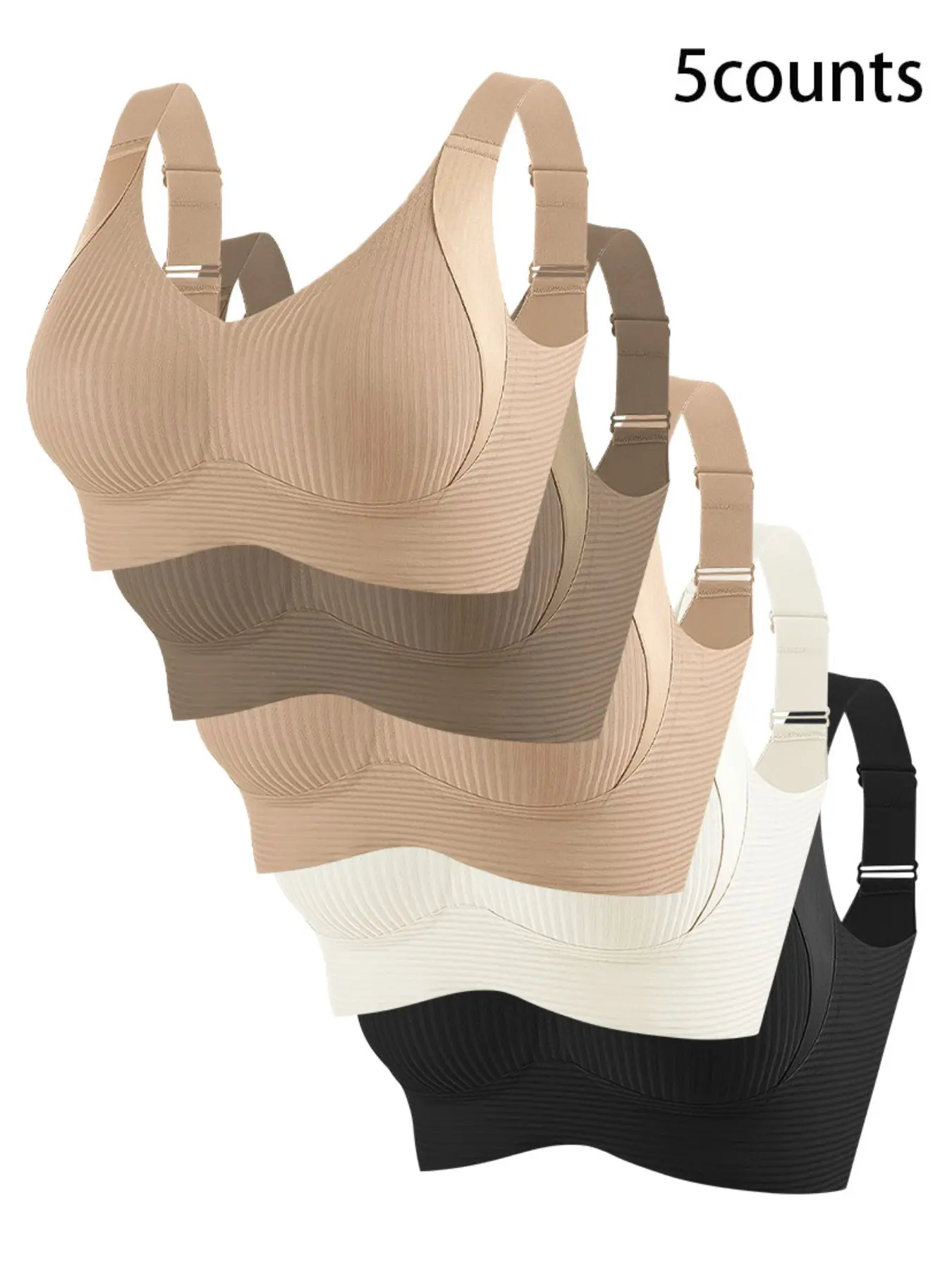 Women's Seamless Wireless Bra Set, Adjustable Wide Straps, No Underwire, No Steel Cup, Breathable Smooth Fabric, Casual Minimalist Daily Wear, Fit, Womenswear, Wireless Padded Bras, Casual Comfy Bra