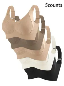 Women's Seamless Wireless Bra Set, Adjustable Wide Straps, No Underwire, No Steel Cup, Breathable Smooth Fabric, Casual Minimalist Daily Wear, Fit, Womenswear, Wireless Padded Bras